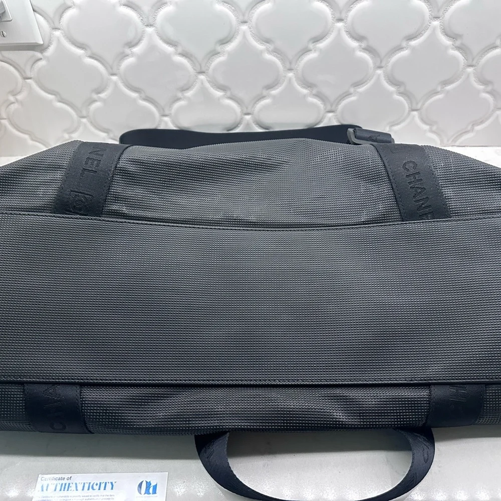 CHANEL Vintage Sportline Gym Bag in Black & Gray